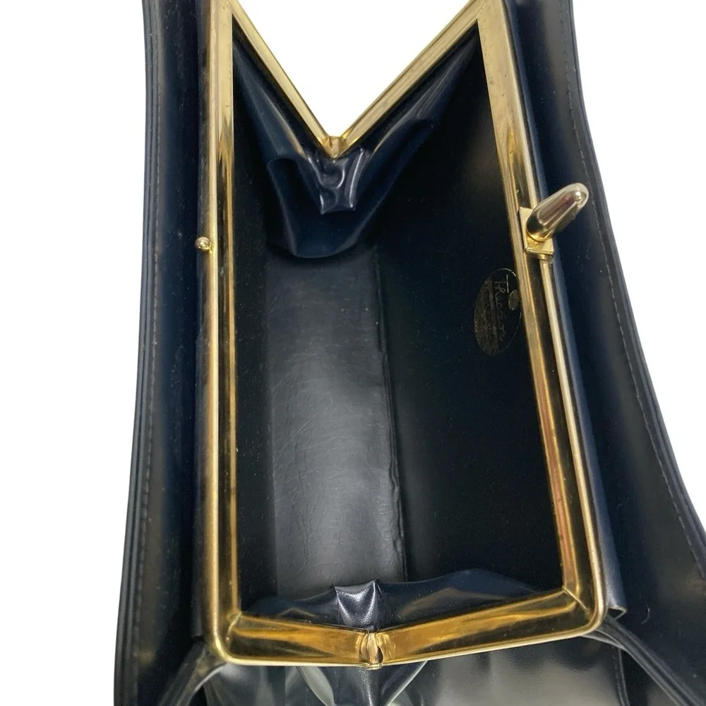 2 VTG MCM Theodor Ca‎ Blue Brown Handbag Gold tone Clasp  Interior Zipper Pocket